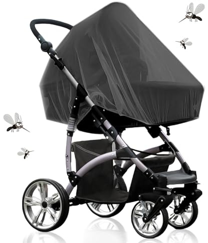 FFTANXS Mückennetz für Kinderwagen, Universal Outdoor, Insektenschutz, Reißfest & Waschbar, Ideal für Fliegennetz Kinderwagen, Schwarz, 150 cm