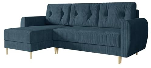 Mirjan24 Ecksofa Jazon L Cord mit Bettkasten und Schlaffunktion, 3 Sitzer Ecksofa, L-Form Sofa, Couch, Ottomane universell, Polsterecke mit Bettfunktion, Eckcouch, Wohnlandschaft (Poso 05)