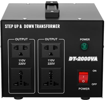 TESUGN Transformador de tensión de núcleo toroidal de 2000 W CA, convertidor de voltaje de 110 V a 220 V, convertidor de tensión de núcleo toroidal para uso doméstico y comercial