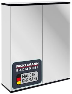FACKELMANN TE-A Spiegelschrank 60 cm in Weiß – Eleganter Badezimmerschrank mit Innenspiegel und Glaseinlegeböden, Made in Germany