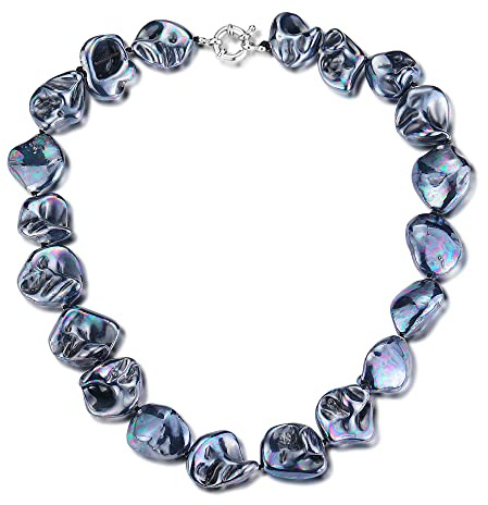FULU AUTUMN Boho Perlenkette Damen Silber Statement Kette Mehrreihige Modeschmuck Geburtstagsgeschenk für Frauen
