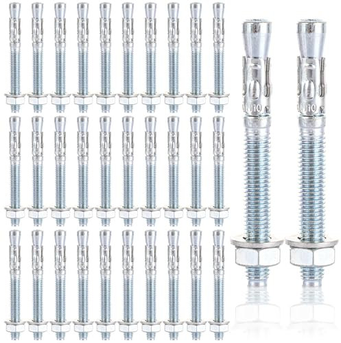 Bolzenanker 30 Stück Edelstahl, Schwerlastanker M10 x 90mm Schwerlastdübel, Ankerbolzen, Blitzanker, Keilanker, Schwerlastdübel für Beton/Stein