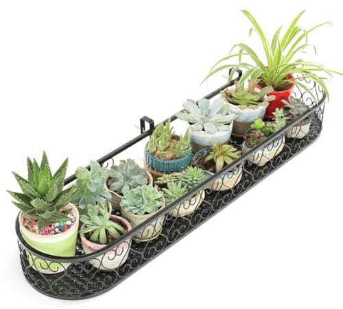Estante colgante de hierro forjado para macetas para balcón, contenedores de plantas de varios tamaños con soporte verde para plantas, barandilla colgante, alféizar de ventana, soporte para macetas,
