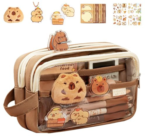 Federmäppchen Capybara Süß, Cartoon Mit Fächern, Federtasche Federpenal Federmappe, Tragbare Make-Up Tasche