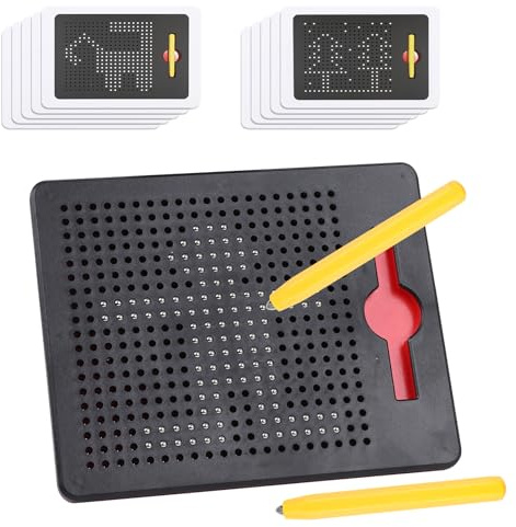 SULOLI Magnetische Zeichentafel,Zaubertafel,Pädagogisches Zeichentablett,Magnet Spiel mit Kugeln und magnetischem Stift für Kinder Schul Familie（Schwarz）