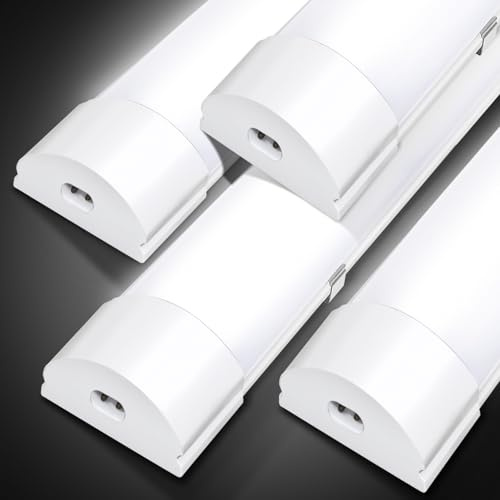 Ansobea 4 Stück 18W LED Feuchtraumleuchte 60CM, 1530LM Neutralweiß 4000K Led Röhre, IP65 Wasserfest Feuchtraumlampe, Wannenleuchte Deckenleuchte Werkstattlampe für Garage Keller Warenhaus Bad Büro