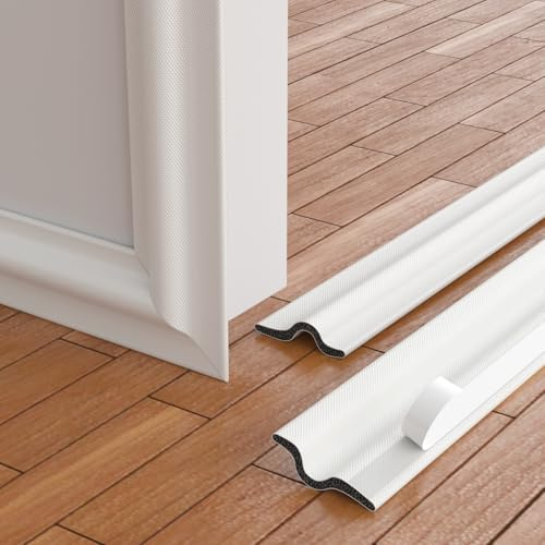196 Inch Foam Door Weather Stripping Window Seal Strip for Door Gap Filler Bottom Side,Adhesive Weather Strip for Door Frame Seal Tape,Soundproofing Window Insulation Door Draft Stopper Gap Seal,White