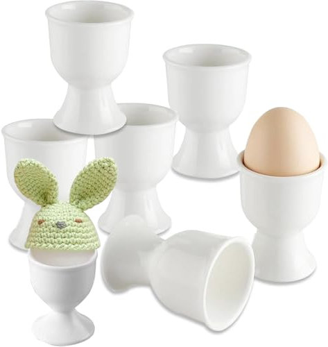 Set di 10 Portauovo Rotondi,Huevera De Porcelana,Pasqua Portauovo,per Colazione a Brunch e Buffet,Design Classico e Semplice, Perfetti per La Colazione e l'Uso Quotidiano, Bianco Crema