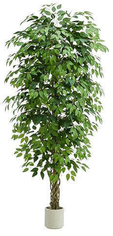 TNGGNT Artificial Plant Ficus Benjamini 210 cm, Large Artificial Plants with Pot, Artificial Fake Tree, Artificial Ficus, Ideal for the Dining Room and Entrance Area and Living Room