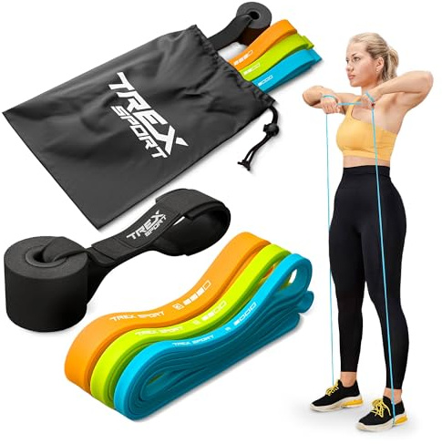 TREX SPORT Widerstandsbänder 3er Set Latex Fitnessbänder 2-30 kg & Türanker