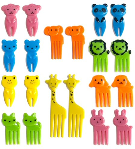20 mini fourchettes à fruits 3D réutilisables pour boîte à déjeuner, thé et fête