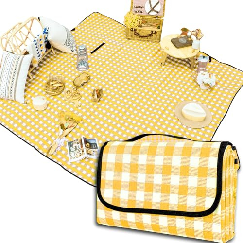 RUICHING Picnic Blanket Waterproof, Large Picnic Mat Outdoor Blanket, 200 * 200cm Foldable Lightweight Sandproof Washable Picnic Blanket for Camping Beach Tent Hiking Garden