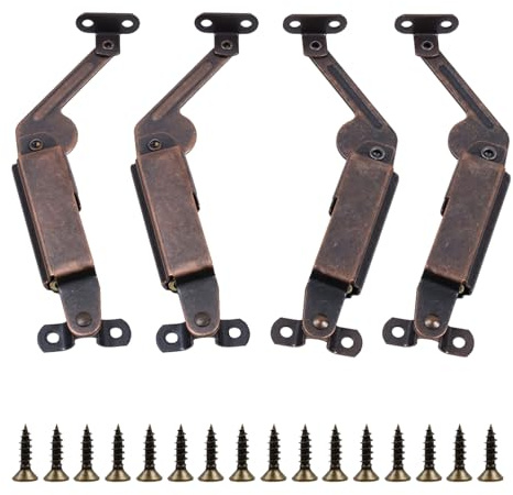T Tulead 2 Pair Lid Support Hinge, Heavy Duty Spring Iron Cabinet Chest Hinges with Screws, Lid Stay Hinge for Toy Box, Luggage