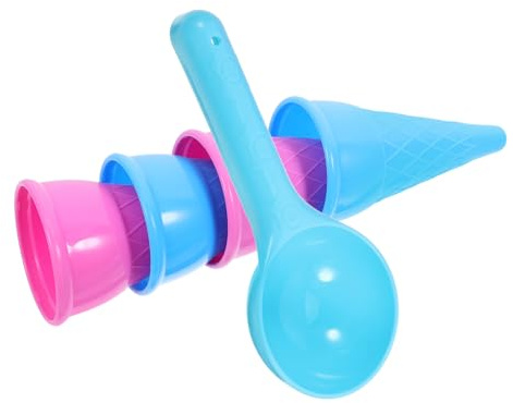Garneck 5 Stück Teiliges Strandspielzeug Eisbecher Schaufel aus Kindersicherem Kunststoff Farbenfrohes Sandspielzeug für Draußen Fördert Kreativität und Soziale Entwicklung