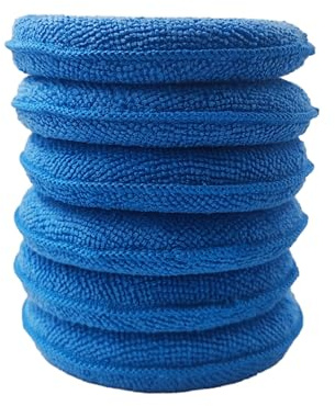 Runseaway 6Pcs 5inch Microfiber Wax Applicator Pads, Car Waxing and Polishing Pads, Ultra-Soft Foam Detailing Sponges for Car Cleaning, Scratch-Free Buffing and Interior Care