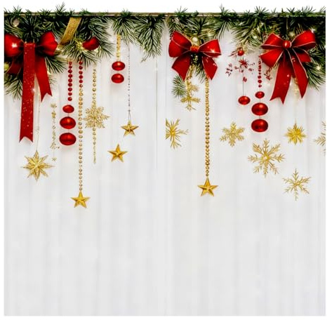 2 Stück Weihnachtsvorhänge - 2D Flachdruck Weihnachtsgardinen Mit Weihnachtsmotiv, Voile Gardinen Vorhänge Fenster, Scheibengardinen, Vorhänge Weihnachten Wohnzimmer (B, 150x165cm)