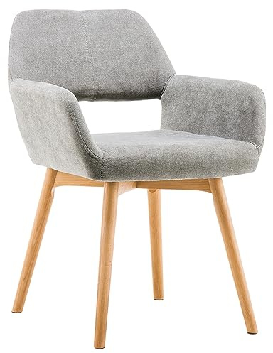YEEFY Mid-Century Modern Sessel mit Holzbeinen – gepolsterter Schreibtischstuhl ohne Räder als Akzentstuhl für Wohnzimmer, Esszimmer, Schlafzimmer & Heimbüro (Grau,1 Stück)