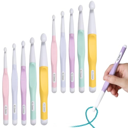 10PCS Large Crochet Hook Set, 8-20mm Crochet Hook for Yarn Chunky Knitting