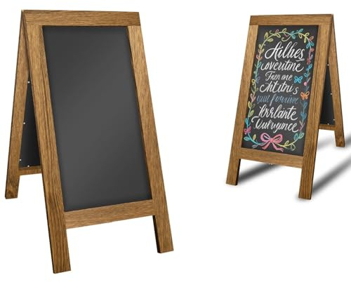 Heavy Duty Wooden Frame A Board Pavement Sign Shop Chalkboard Sign Free Standing 74.5x40cm Double Sided Wooden A-Frame Stand Up Blackboard Sidewalk Chalkboard Easel Sign