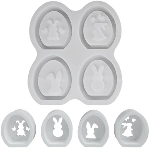 Molde de silicona para huevos de Pascua, 4 unidades, moldes de silicona para Pascua, huevos de Pascua, moldes para velas, para fundir, molde de silicona, para decoración de Pascua, decoración de