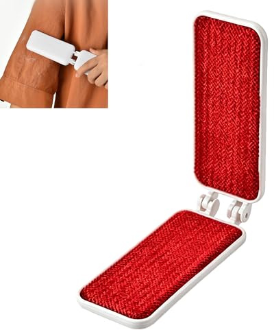 Smaoqingji Faltbare Fusselentfernerbürste Doppelseitige Fusselbürste - 1 Stück, Weiß, rot, Mini Fusselbürstes, Geeignet zum Entfernen von Staub, Haaren und Anderen Partikeln von Kleidung