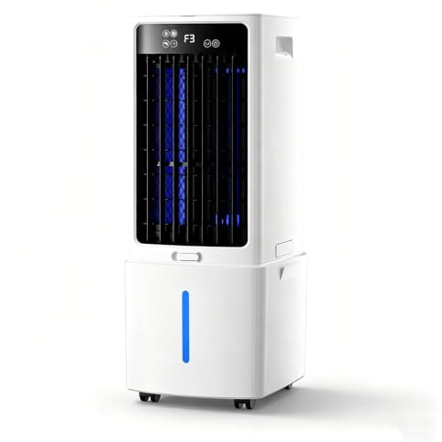 Raffrescatore Evaporativo Portatile 12L, Raffrescatore d'Ambiente senza Tubo 3-in-1 con Telecomando, 3 Velocità, Ventilatore di Raffreddamento Silenzioso per Casa, Patio, Ristorante