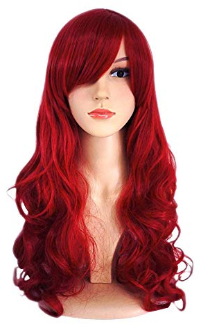 ATAYOU Lange Damen Rot Perücke Synthetische Cosplay Perücke Für Frauen Mit 1 Perücke Kappe (Lange Rot B)