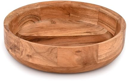 Kaizen Casa Cuenco redondo de madera para servir frutas, postres, cocina, comedor, frutas, postres, aperitivos