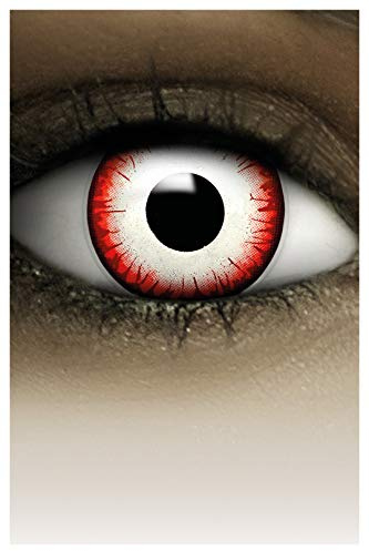 FXCONTACTS Undead Zombie Halloween Kontaktlinser Vit-Svart + tatueringar