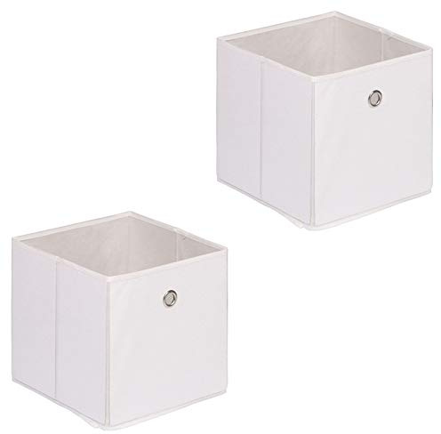 IDIMEX Stoffbox ELA, praktische Faltbox im 2er Pack, schöne Aufbewahrungsbox faltbar, einfacher Einschubkorb in weiß