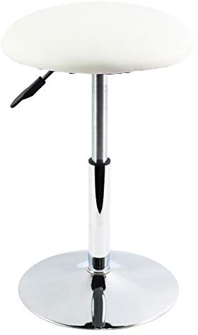 FURWOO Schemel Runder Arbeitshocker aus PU-Leder höhenverstellbar drehbar für Zuhause Büro Schreibtisch Ständer Hocker Kuchenform Drehstuhl Ladenstuhl klein (weiß)