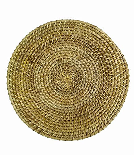 FIKIMOS - Tovagliette realizzate a mano in rattan, in tessuto ecofrindly rotondo, per tavolo da pranzo, in vimini, dimensioni: 35,6 cm (1 pezzo)