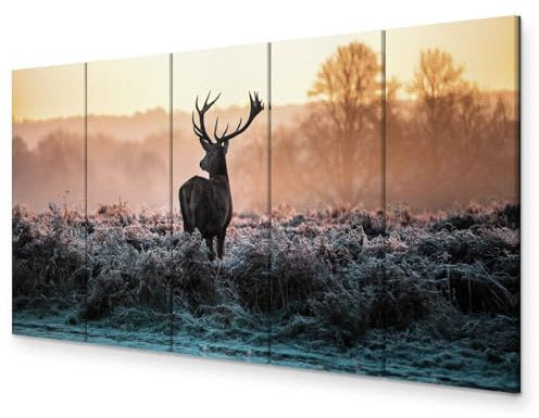 murando - Akustikbild Hirsch 5 tlg Bilder Akustikschaum Schallschutz Wand Deko Kunst Akustikpaneele Wandpaneele Schalldämmung Wandbild Schallabsorber Akustikplatten Natur Tier Landschaft g-B-0047-b-p
