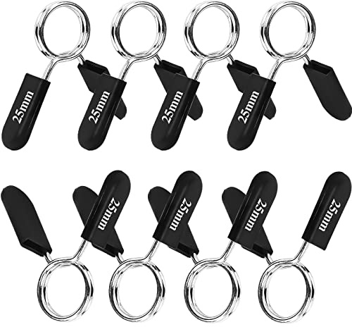 WDAFLG 8 Pcs Spring Collar Clips Dumbbell Lock Clips Weight Clips for Bars for Barbell Bars Gym Fitness Training Weight Lifting Equipment (25mm)