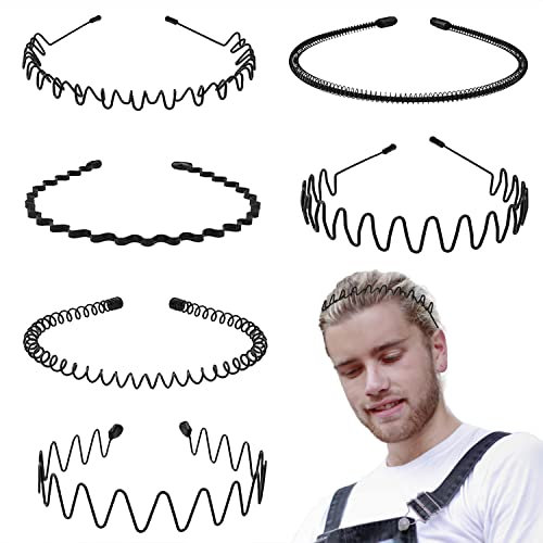 KELUBATU Mens Hair Band Sports Hair Bands Men, Non-Slip Sports Fashion Headband, Metal Hair Band Men, Hair Hoop Outdoor Sports, Weddings And Daily Wear (6 Pcs)