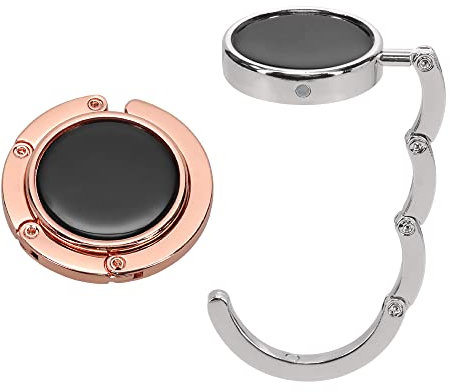 kwmobile Handväskshängare för bord (set med 2) – handväskekrok för bord – vikbar handväskhängare – bärbar bordsväskhållare, Silver/Roséguld