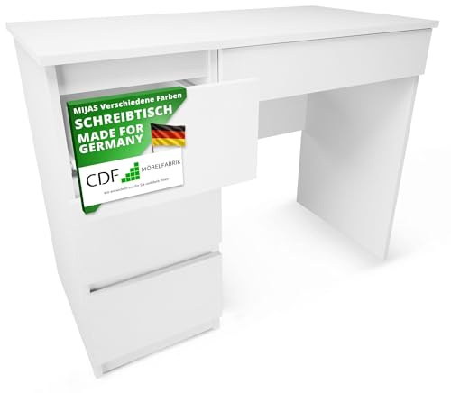 CDF Schreibtisch Kinderschreibtisch mit Schubladen Arbeitstisch Bürotisch Computertisch für Kinder Jugend - PC Tisch für Arbeitsplatz Homeoffice - Schminktisch ohne Spiegel für Schlafzimmer – Weiß