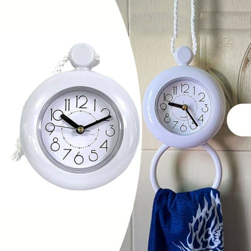 DAZZLEEX Horloge de Salle de Bain Étanche, Réveil de Bureau, Diamètre 11,5 cm, pour Cuisine, Chambre à Coucher