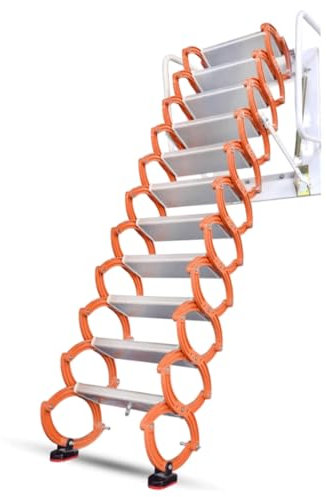 Manual Control Drop Down Attic Stairs Wall-mounted Folding Loft Ladder 8-15 Steps Ladder Pull Down Stairs for Vertical Wall