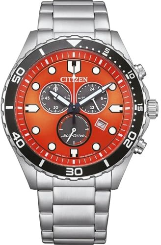CITIZEN Män analog kvartsur med rostfritt stål armband AT2560-84X, apelsin, Armband