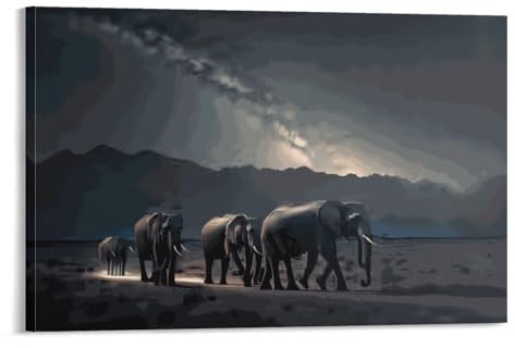 XJmoney Wilder Elefant, Tier für Erwachsene, Badezimmer, Tier-Ölgemälde auf Leinwand, Gemälde-Set, Leinwand, lustige Raumdekoration, Geburtstagsgeschenke, Frauen, 20 x 30 cm