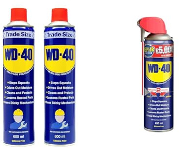 WD-40 Multi-Use Product - Twin Pack 600ml Can - The Ultimate Lubricant, Rust Protection, Penetrant & Multi-Use Smart Straw 450ml Spray Aerosol Can Clean Rust Lubricant, blue