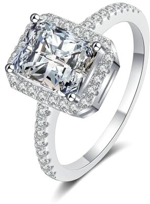 Whoiy 1ct Labor Diamant Verlobungsring Damen Weis Gold, Hochzeit Ringe Echt Gold Halo 14kt Bandring Trauringe 585 für Frauen, D, VVS1-VVS2, Gr. 47 (15.0)