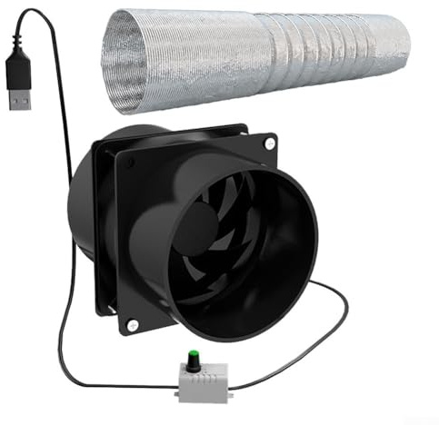 Zoegneer Campana extractora USB pequeña simple, ventilador de escape de velocidad ajustable para baño, cocina (solo el ventilador)