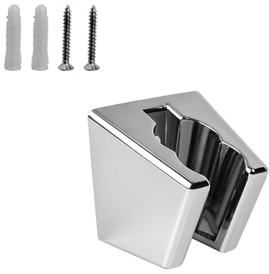 2 Pièces Accroche Pommeau de Douche, DEANKEJI Argent Support Douchette Mural, Support Pommeau de Douche avec Vis, Deux Emplacements pour Cartes, Utilisé pour Soutenir Pomme Douche Dans Salle Bain