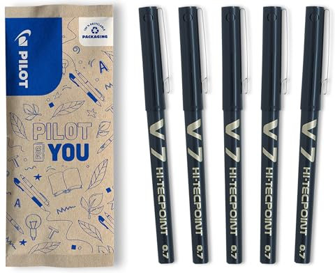 PILOT - Set of 5 V7 - Liquid Ink Rollerball - Black - Medium Tip