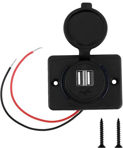 Prise USB 12V Chargeur de Voiture 3.1A avec LED | Port USB Encastrable 12V/24V avec Protection Intelligente | Prise Étanche pour Voiture, Bateau, Camping-Car | Kit Complet avec Vis