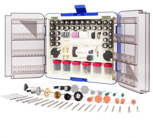 HARDELL Kit 508 Piezas para Herramienta Rotativa, compatible Dremel. Accesorios 1/8 (3.2mm) para lijar, taladrar, pulir, tallar y grabar. ¡Multiusos y completo! (Azul oscuro gift)