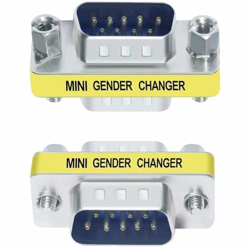TECHZOCO Adattatore RS232 DB9 Maschio a Maschio, Accoppiatore DB9, Adattatore per commutatore di genere RS-232 - RS-485 - TTL - DB9, Connettore seriale Maschio a Maschio, RS232 Plug 9 Pin