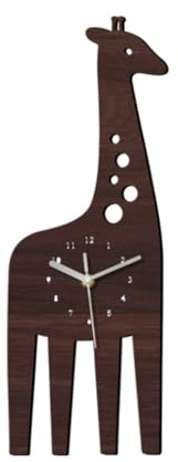 Tdkjfoutr Orologio da Parete da Camera per Bambini In Legno A Forma di Giraffa, Adesivo Murale Silenzioso, Facile da Installare